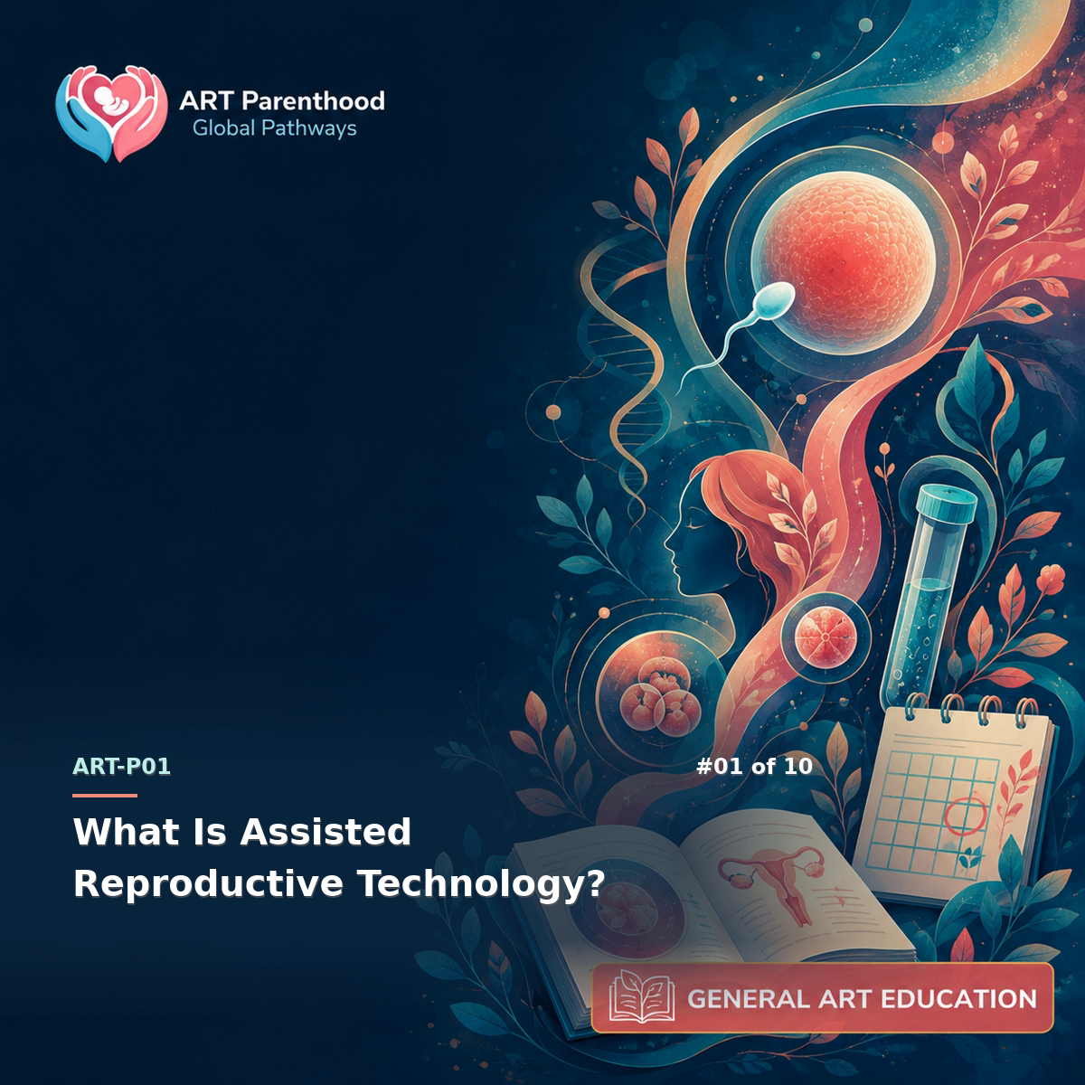 General ART education visual for lesson ART-LP01-01 showing adults reviewing fertility-care options in a calm consultation setting.