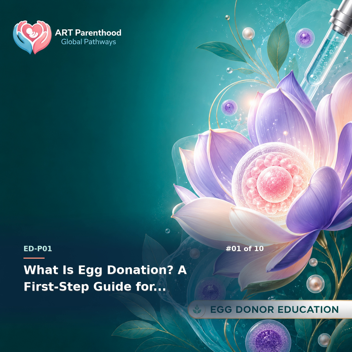 Calm educational image for potential egg donors learning about screening, consent, monitoring, retrieval, privacy questions, and follow-up in an ART clinic setting.