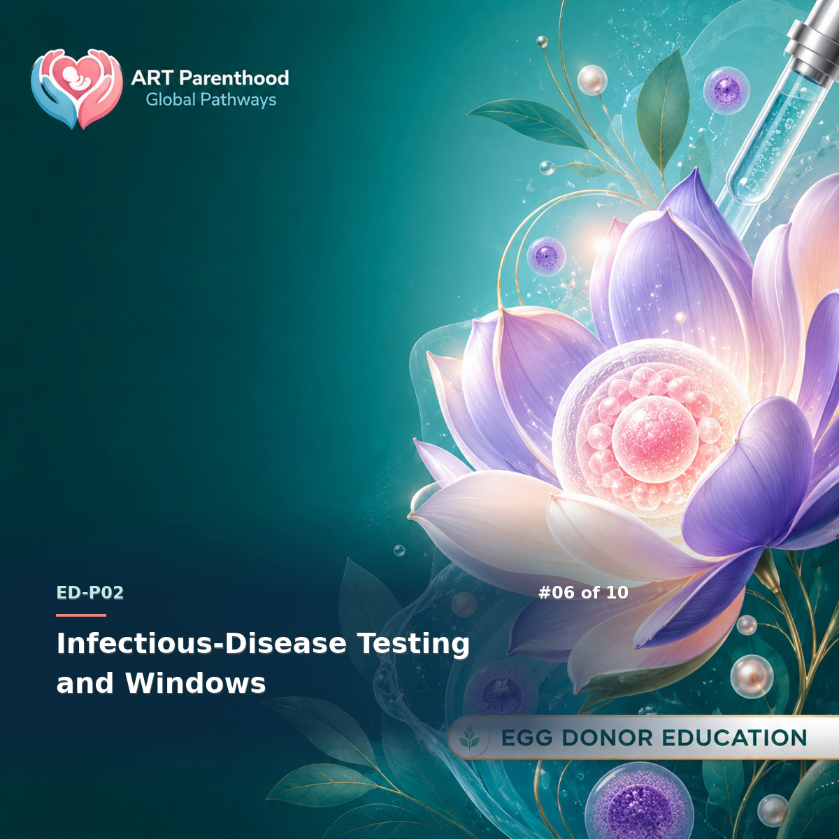 Egg Donors education card for ED-LP02-06: Infectious-Disease Testing and Windows.