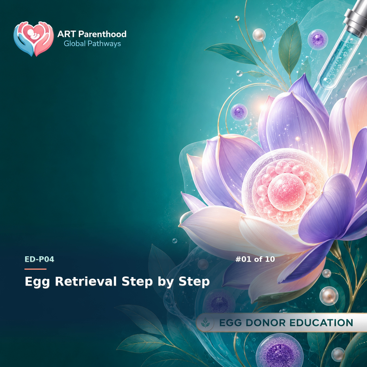 Egg Donors education card for ED-LP04-01: Egg Retrieval Step by Step.